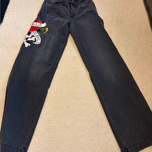 Ed Hardy Black Straight Jeans with Embroidered Design